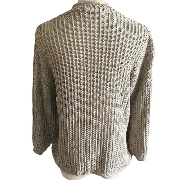 Women's Grade and Gather Beige Cotton Blend Open Front Cardigan Size Small - Picture 2 of 11